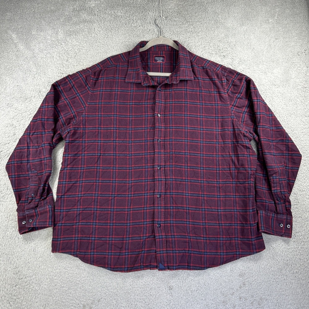Untuckit Shirt Mens XXXL Maroon Blue Plaid Barry Flannel Long Sleeve Cabincore